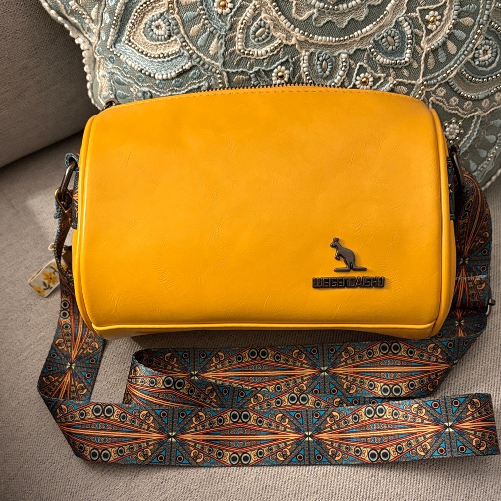 Mustard Yellow Vegan Leather Crossbody